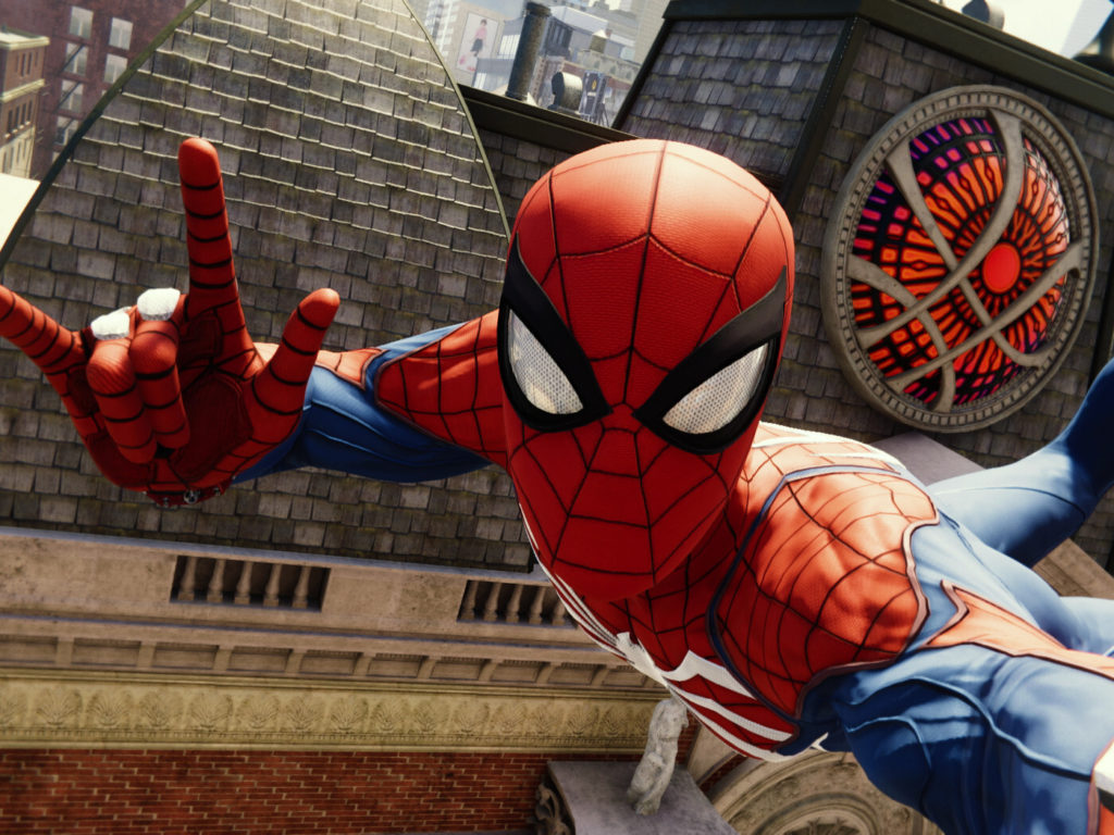 Spider-Man taking a selfie in-game.